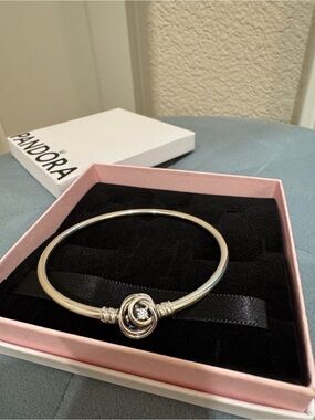 Pandora Silver Rose Knot Bangle Bracelet - Silver